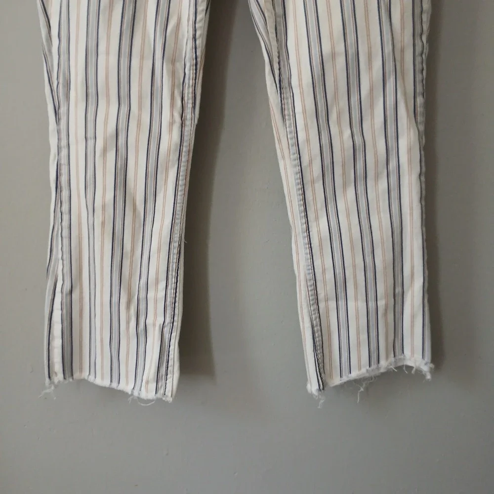 Anthropologie Pilcro Women's Size 27 High Rise Boot Cut Pants Raw Hem Striped